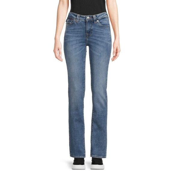 True Religion Womens Billie Mid Rise Whiskered Straight Leg Jeans Sz 30 New - Picture 2 of 11